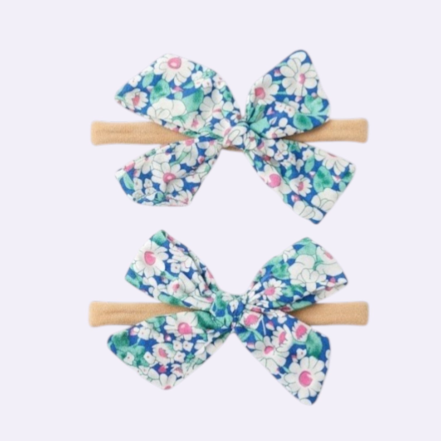 Blue Daisy Floral Knotted Baby Headband – Soft Stretchy Nylon Band for Newborns and Toddlers