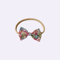 Pink and Mustard Floral Hand-Tied Baby Headband – Soft Stretchy Nylon Band for Newborns and Toddlers