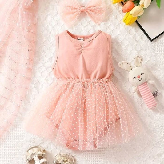 Polka Dot Tulle Baby Girl Dress Bodysuit Set