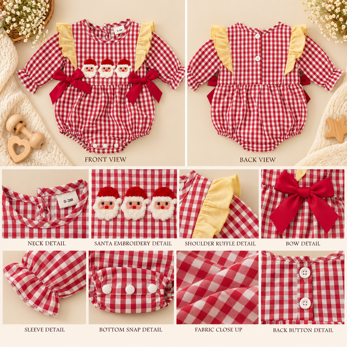 Santa Baby Christmas Romper – Infant Girls Holiday Outfit
