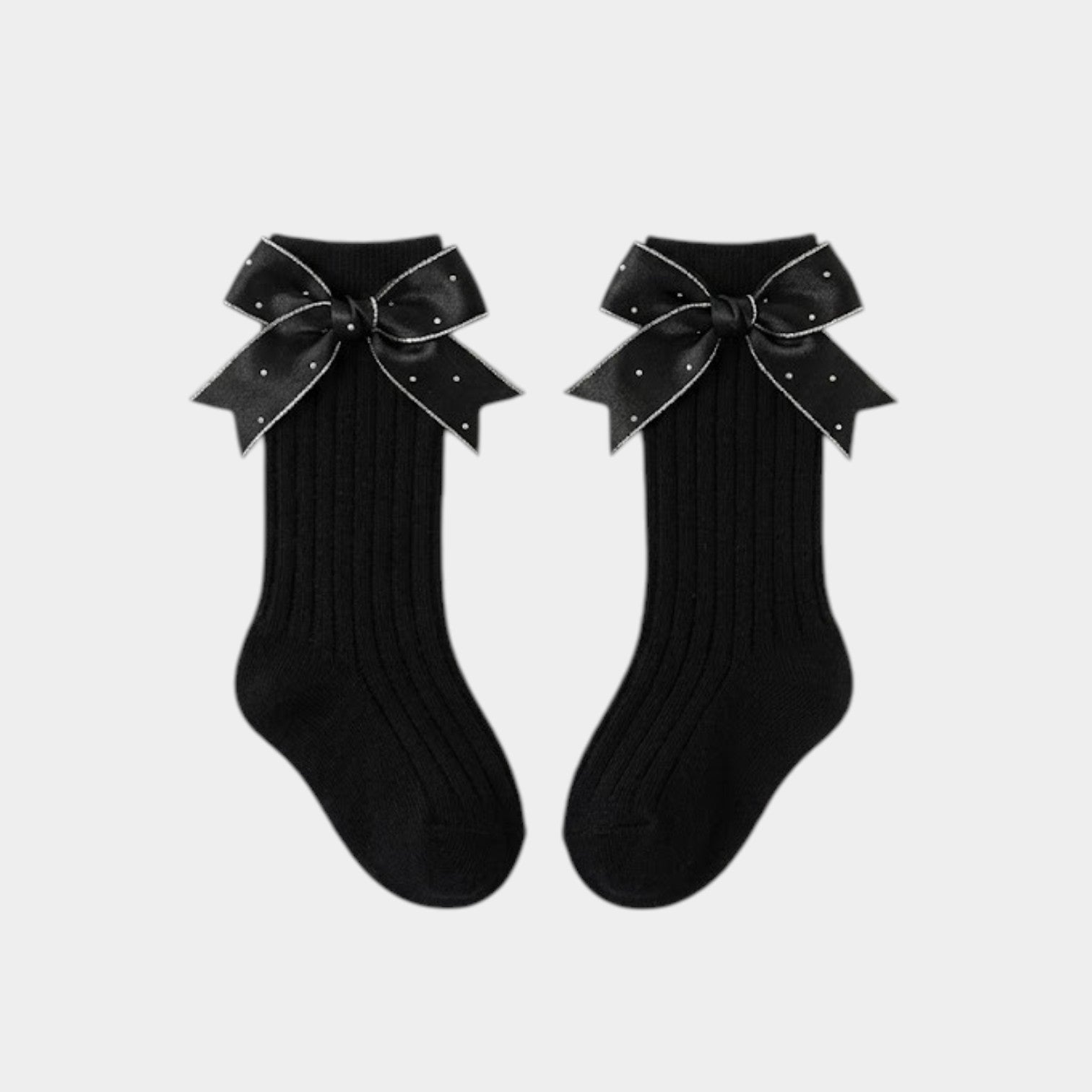 Starry Night Sparkle Bow Ribbed Socks