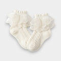 Angelic Heirloom Cable-Knit & Scalloped Tulle Socks