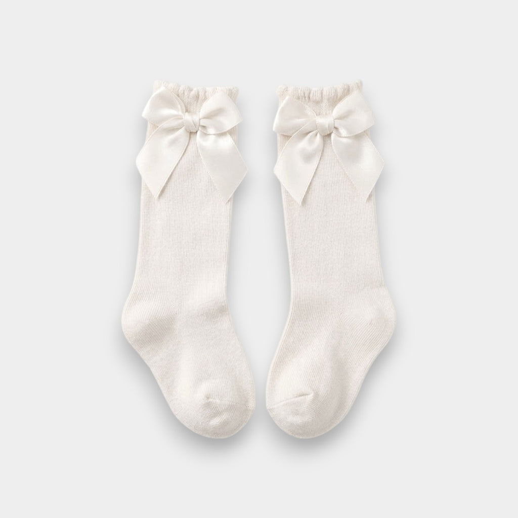 Timeless Elegance Satin Ribbon Knee-High Socks