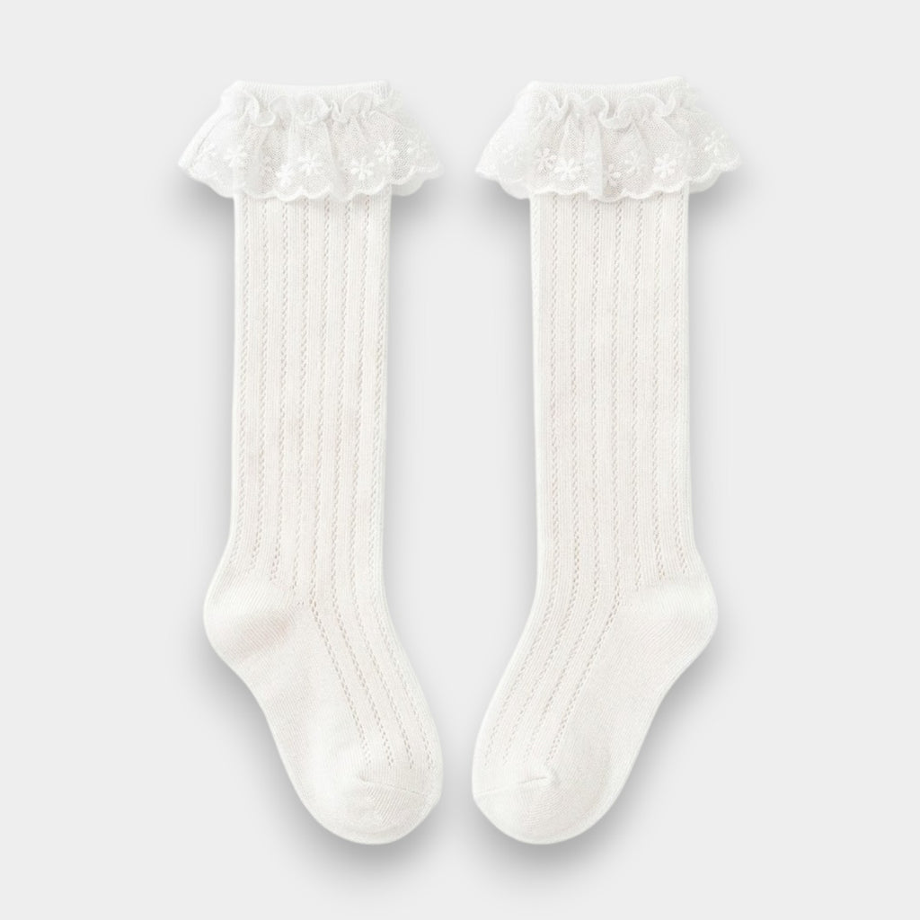 Heritage Charm Pointelle Lace Ruffle Knee-Highs