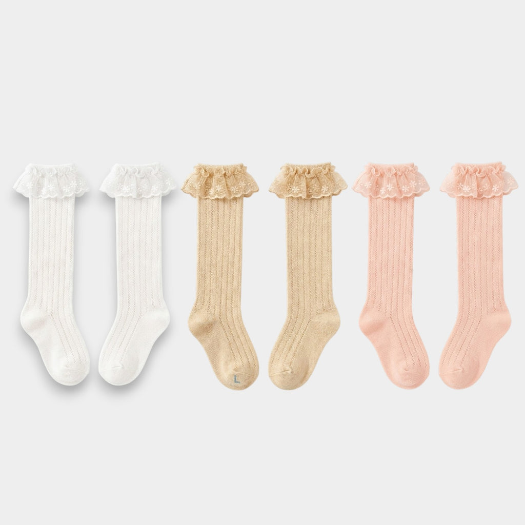 Heritage Charm Pointelle Lace Ruffle Knee-Highs