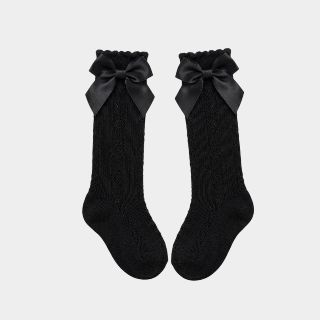 Timeless Elegance Satin Ribbon Knee-High Socks