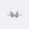 Sage Waffle-Knit Butterfly Bow Nylon Headband – Ultra-Soft Textured Accessory