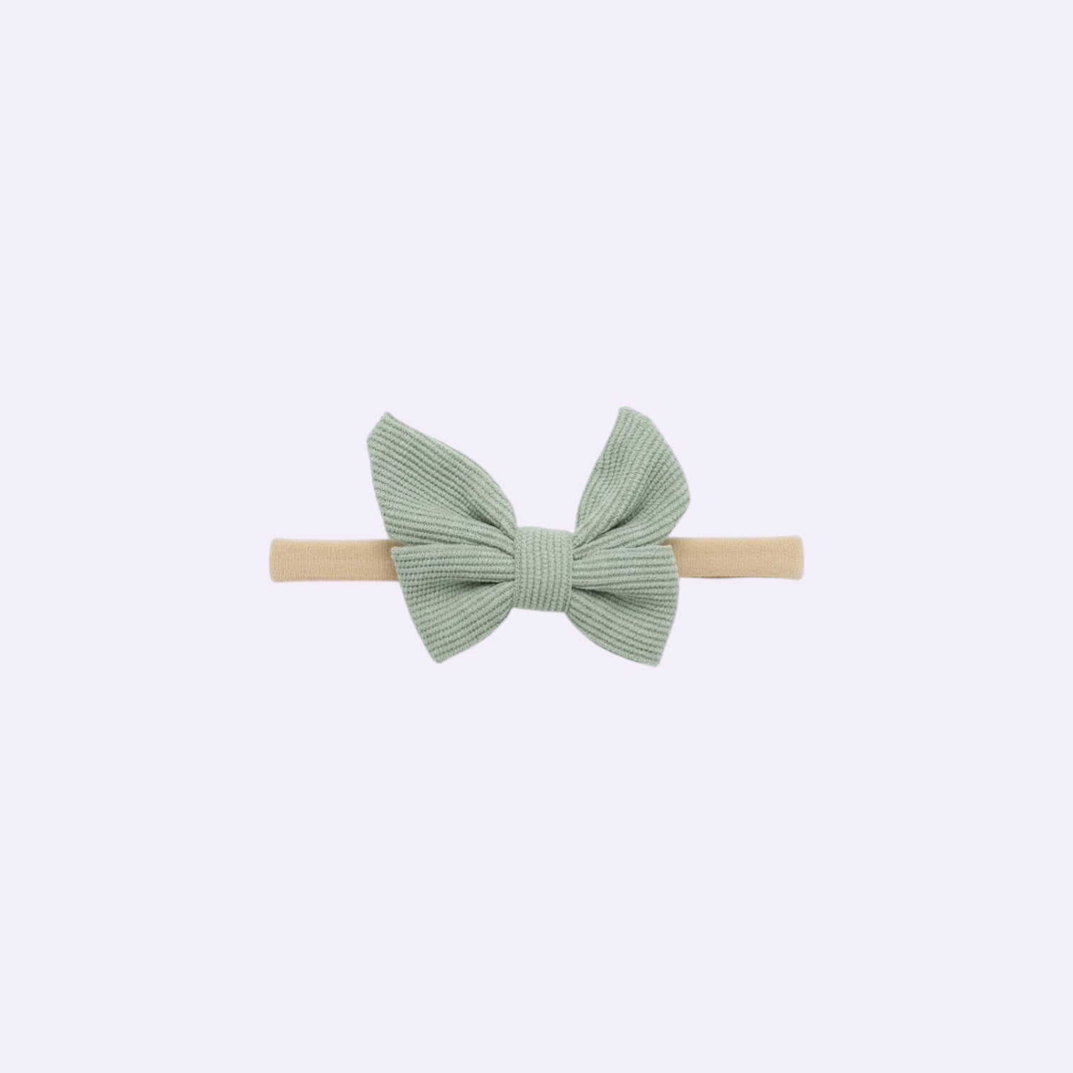 Sage Waffle-Knit Butterfly Bow Nylon Headband – Ultra-Soft Textured Accessory