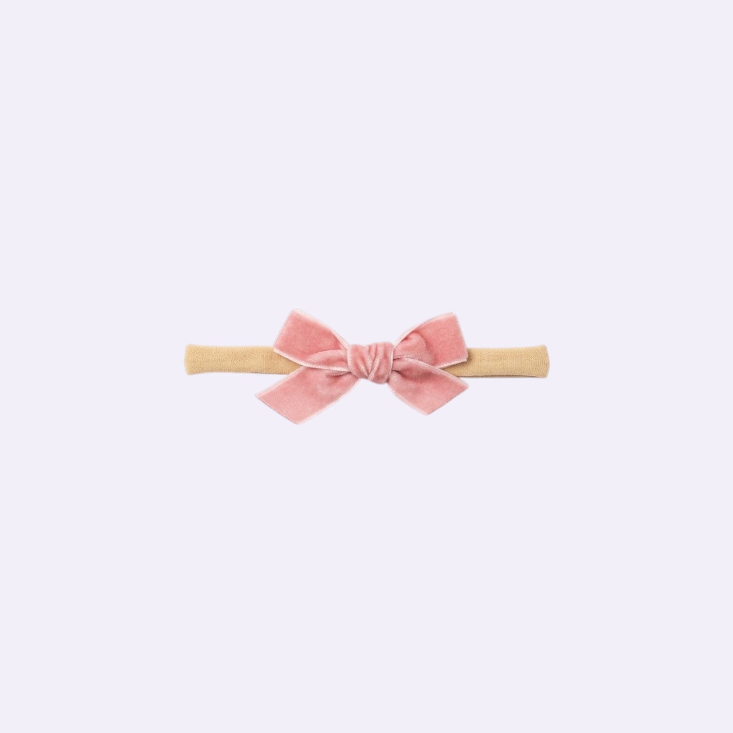 Dusty Rose Velvet Hand-Tied Nylon Headband – Soft Heirloom Baby Accessory