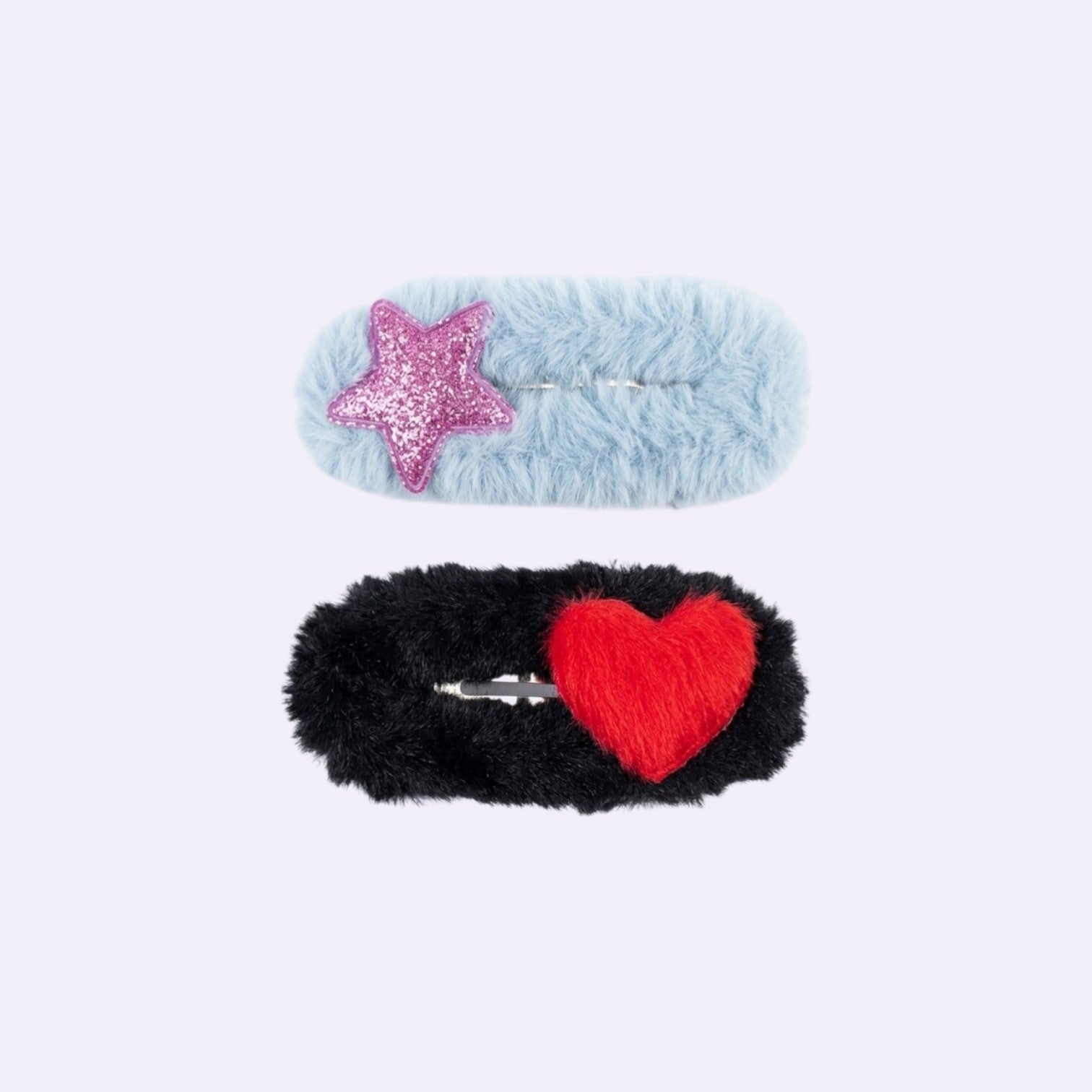 Plush Fur & Icon Snap Clip Set – Playful Heart and Star Baby Accessories