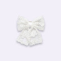 White Vintage Lace & Satin Butterfly Bow – Heirloom Quality Hair Clip