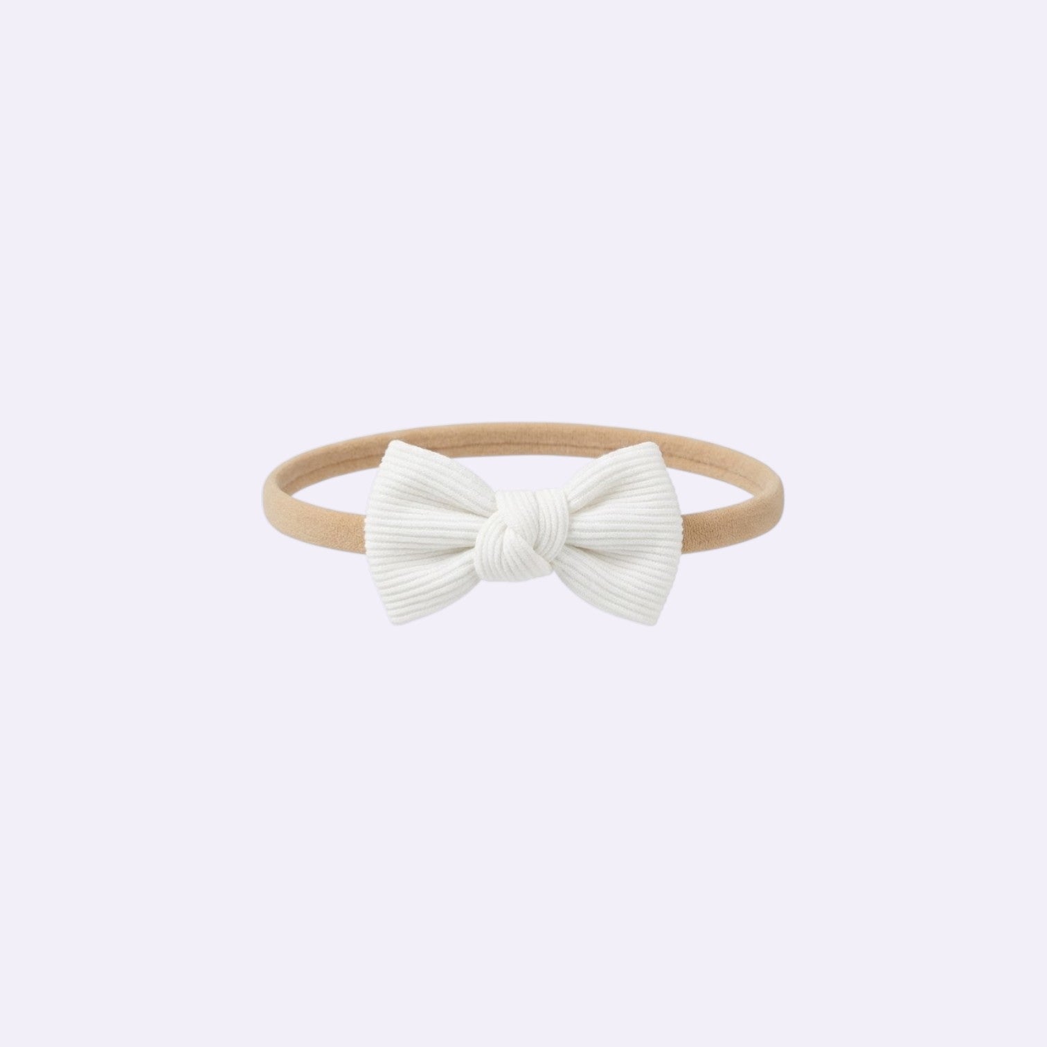 Hand-Tied Ribbed Bow Nylon Headband – Ultra-Soft Newborn & Baby Accessory