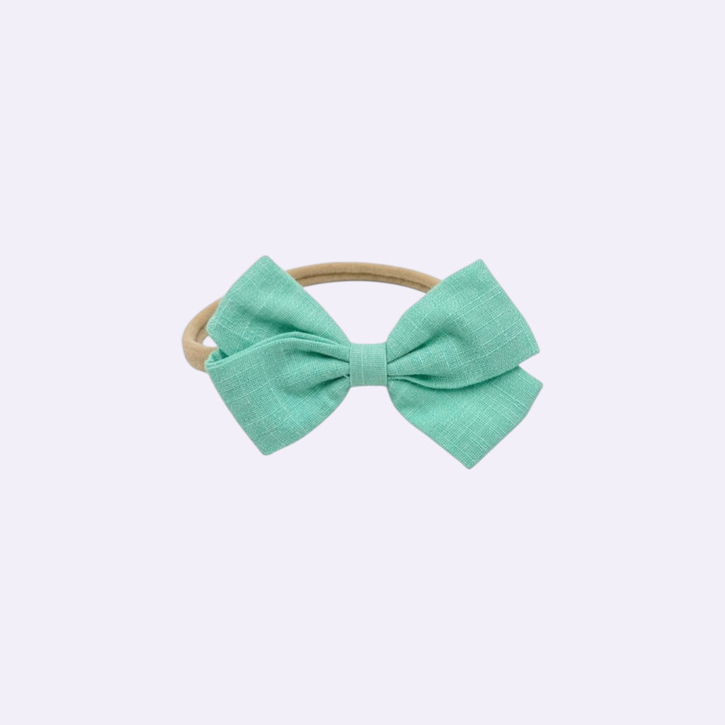 Linen Butterfly Bow Nylon Headband Set – Breathable Cotton Texture for Babies