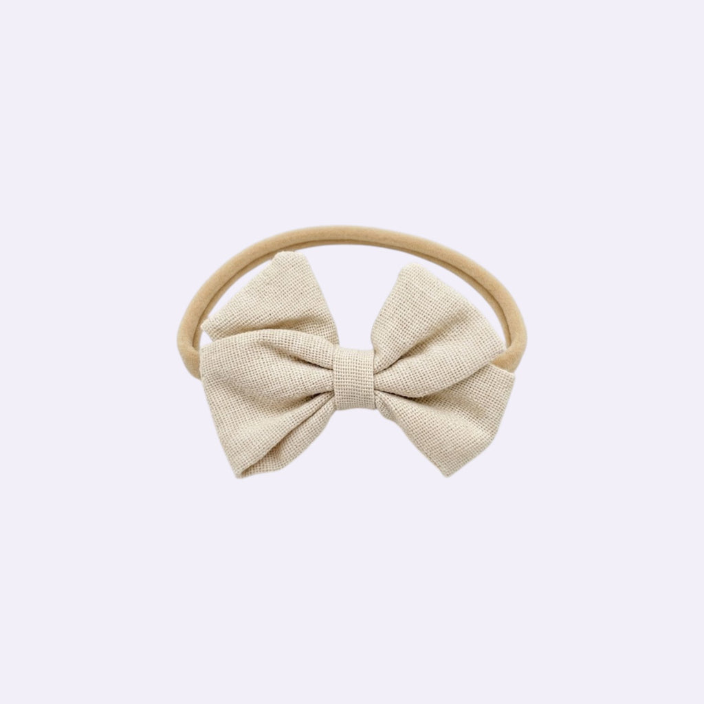 Linen Butterfly Bow Nylon Headband Set – Breathable Cotton Texture for Babies