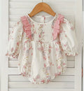 Floral Baby Romper with Smocked Bodice & Ruffle Straps | Premium Baby Girl Partywear