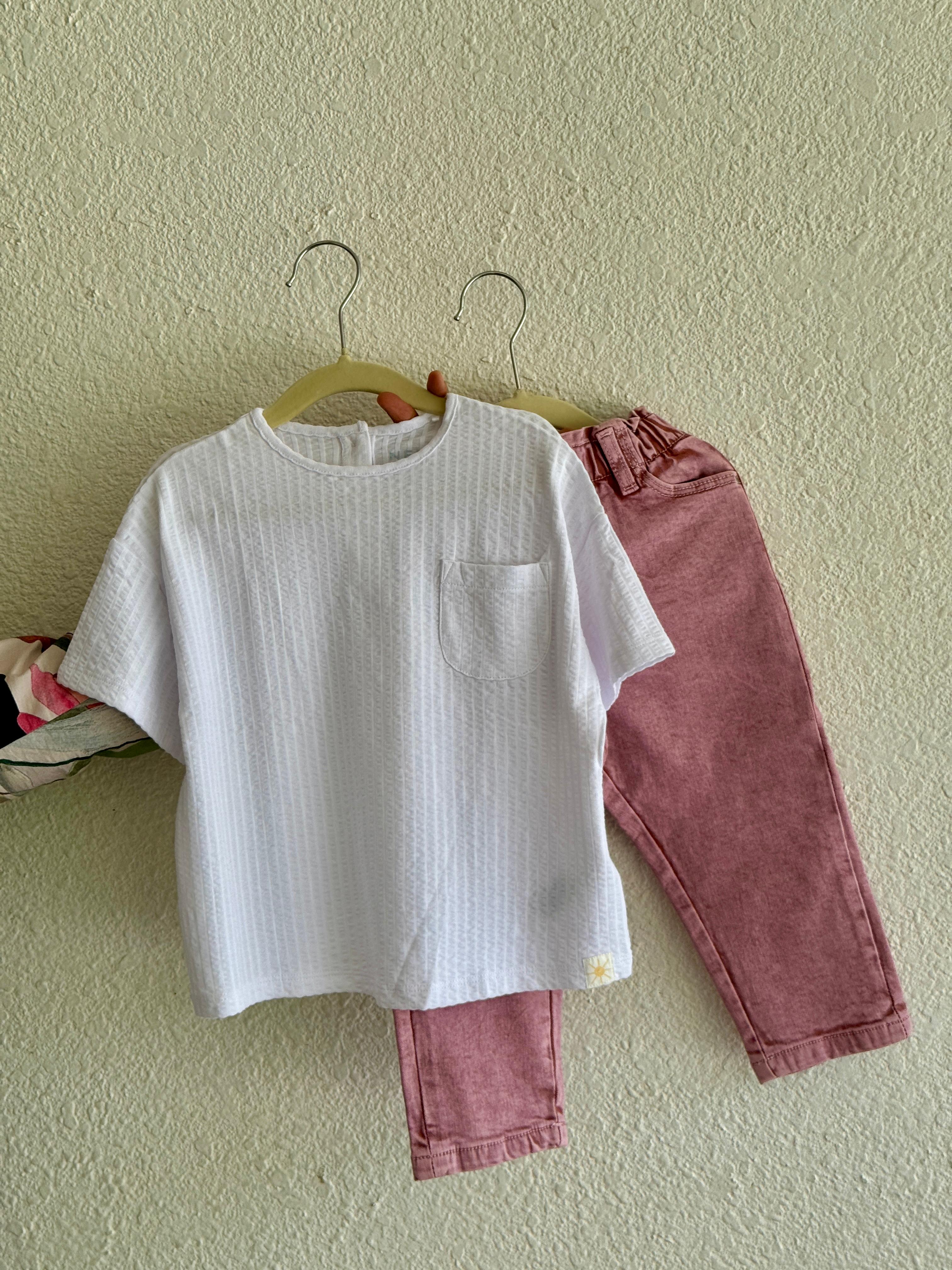Textured Baby Girl Lounge Set – Soft Cotton Comfort