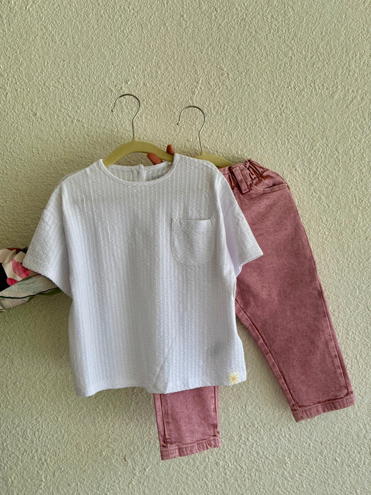 Textured Baby Girl Lounge Set – Soft Cotton Comfort