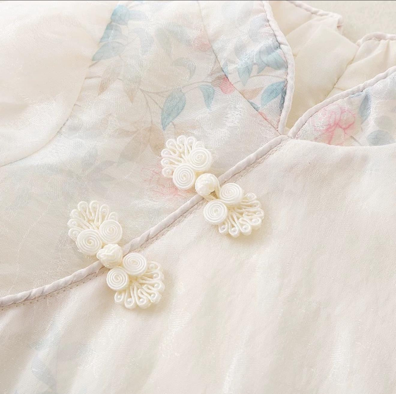 Baby Girl Chinese Style Romper - Cheongsam Bodysuit with Floral Print