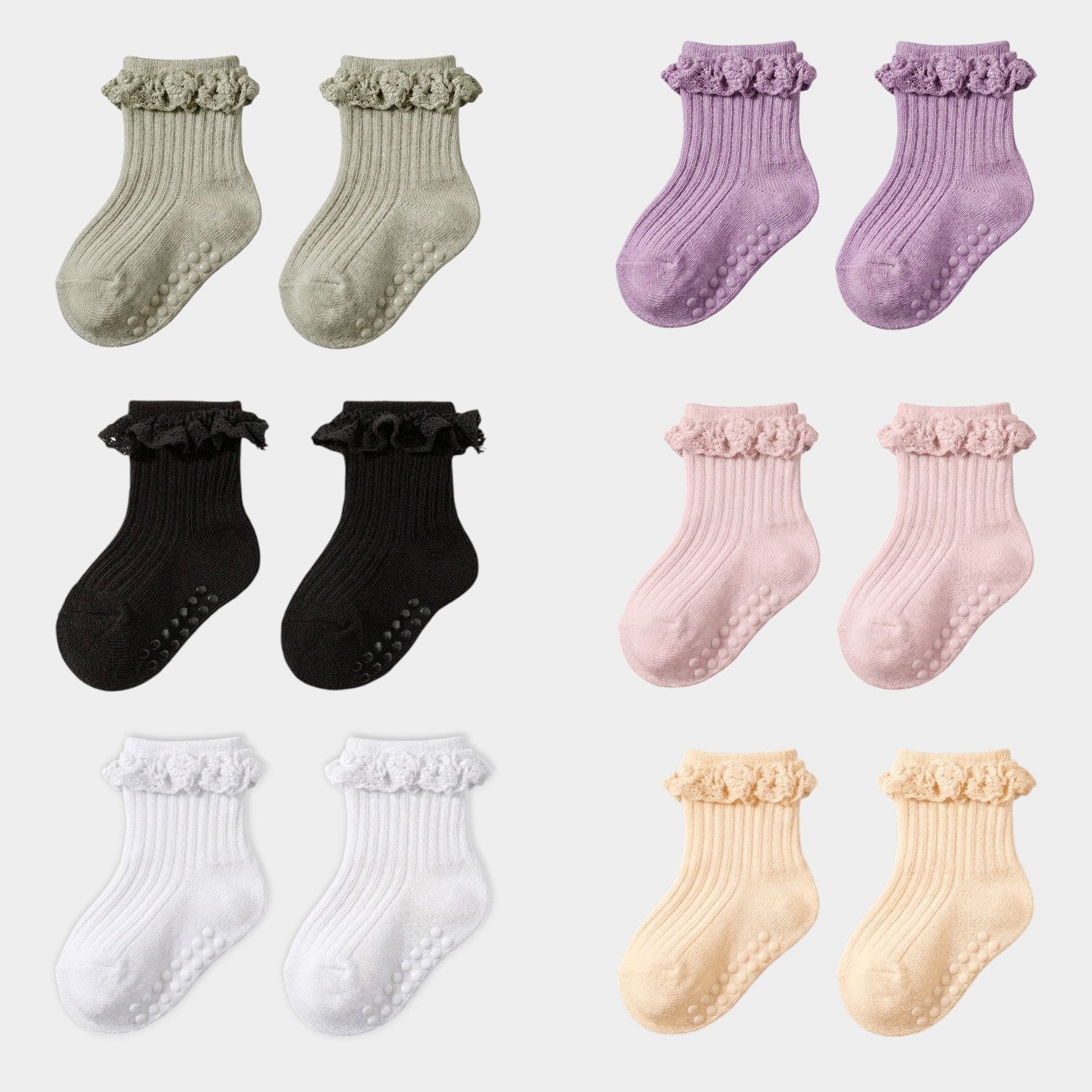 Delicate Lace Ruffle Ribbed Ankle Socks