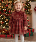 Plaid Ruffle Long Sleeve Dress for Baby Girls