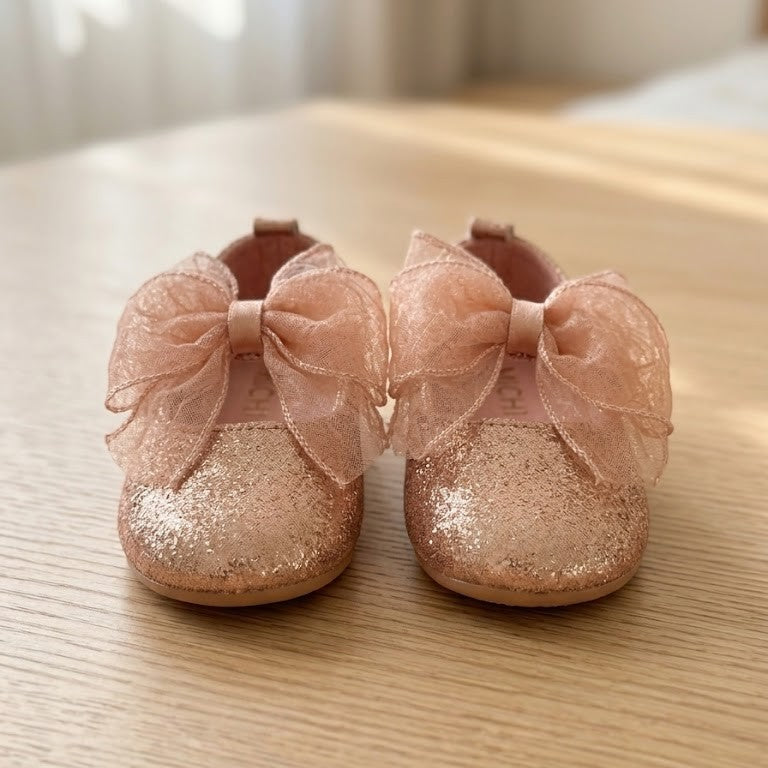 Metallic Shimmer Organza Bow Bootie