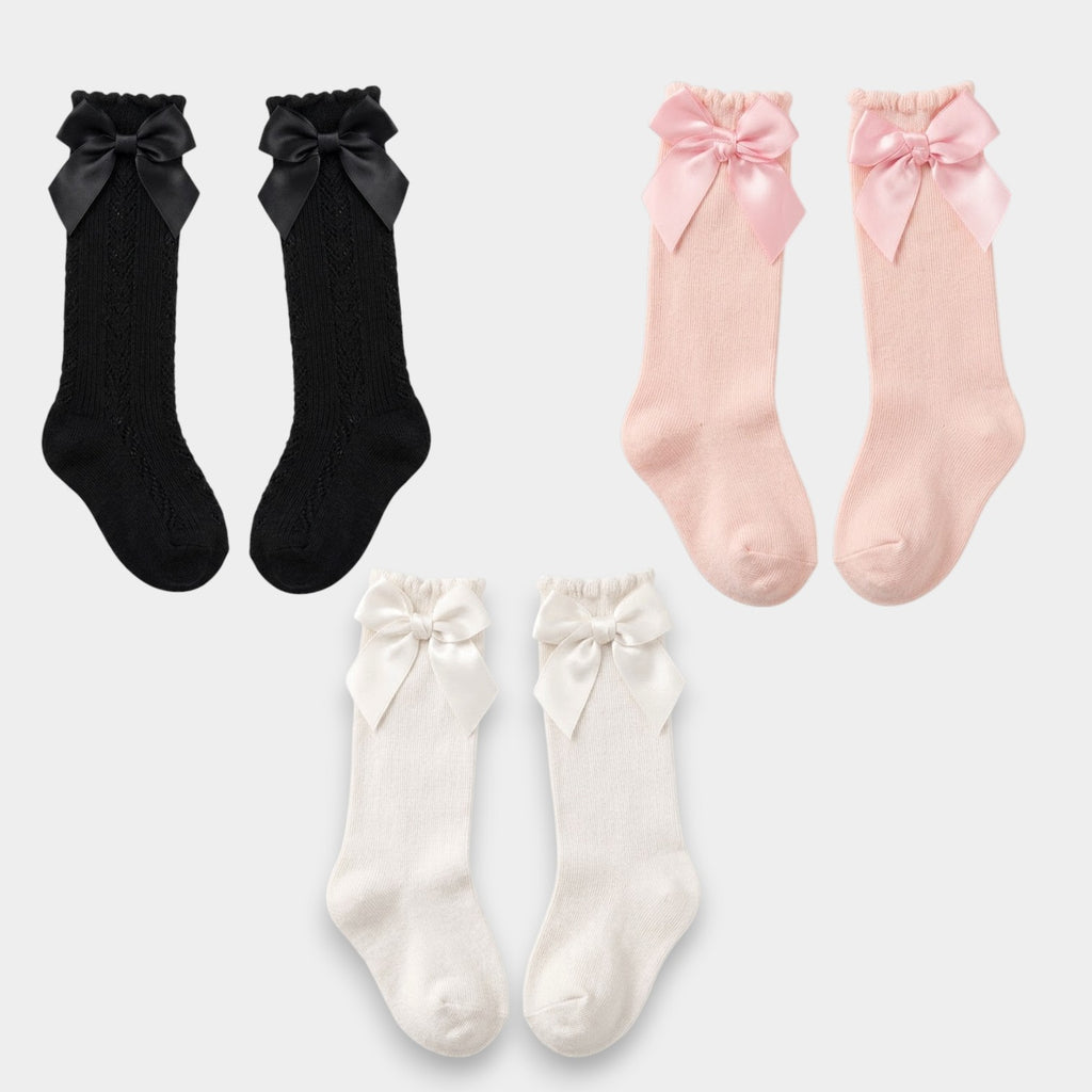 Timeless Elegance Satin Ribbon Knee-High Socks