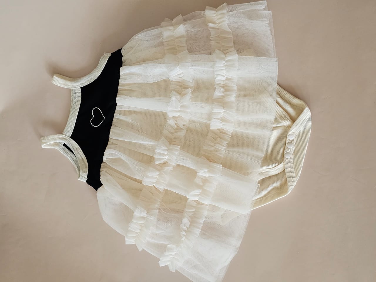 Cream Tulle Ruffle Baby Girl Romper