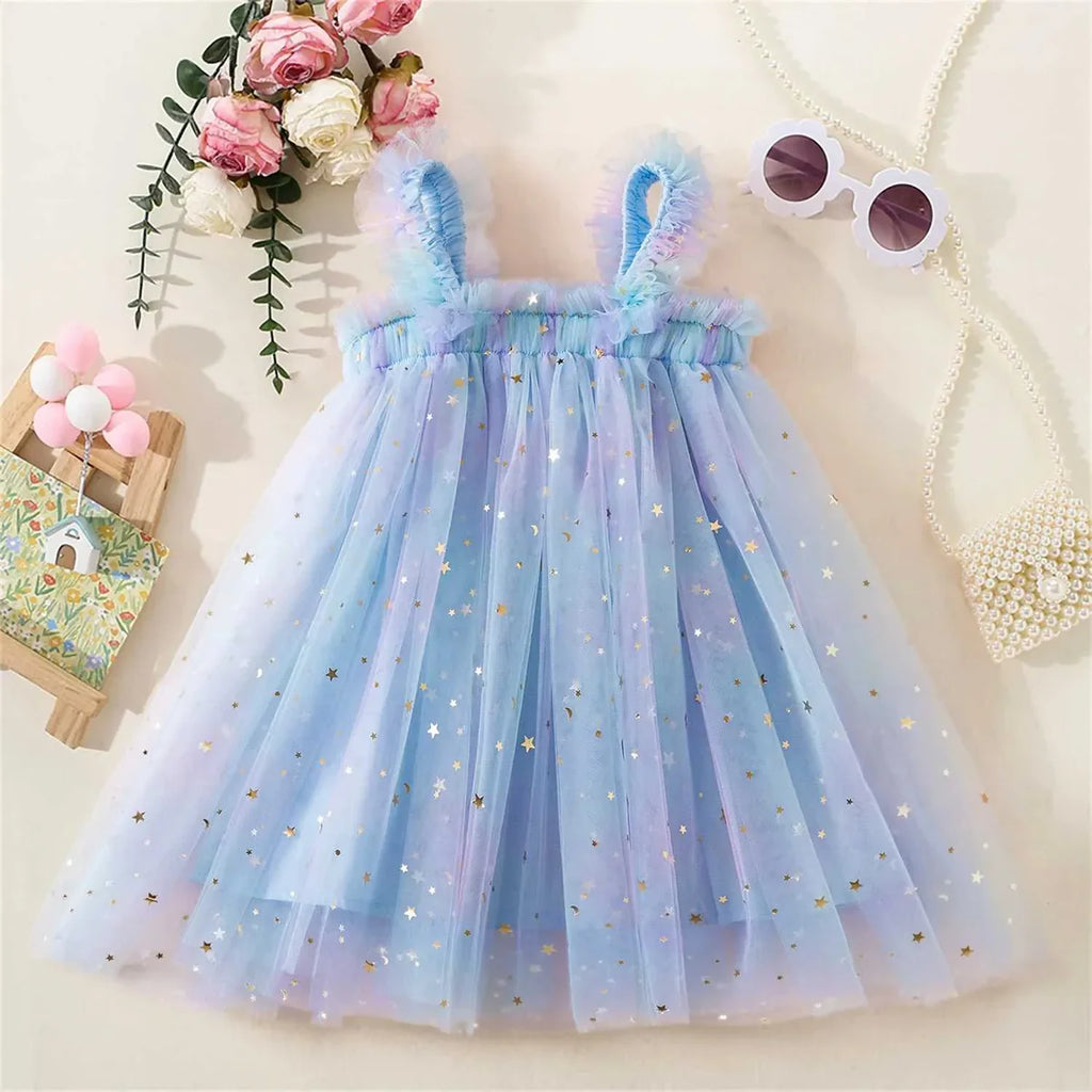 Pastel Star Tulle Dress for Baby Girls