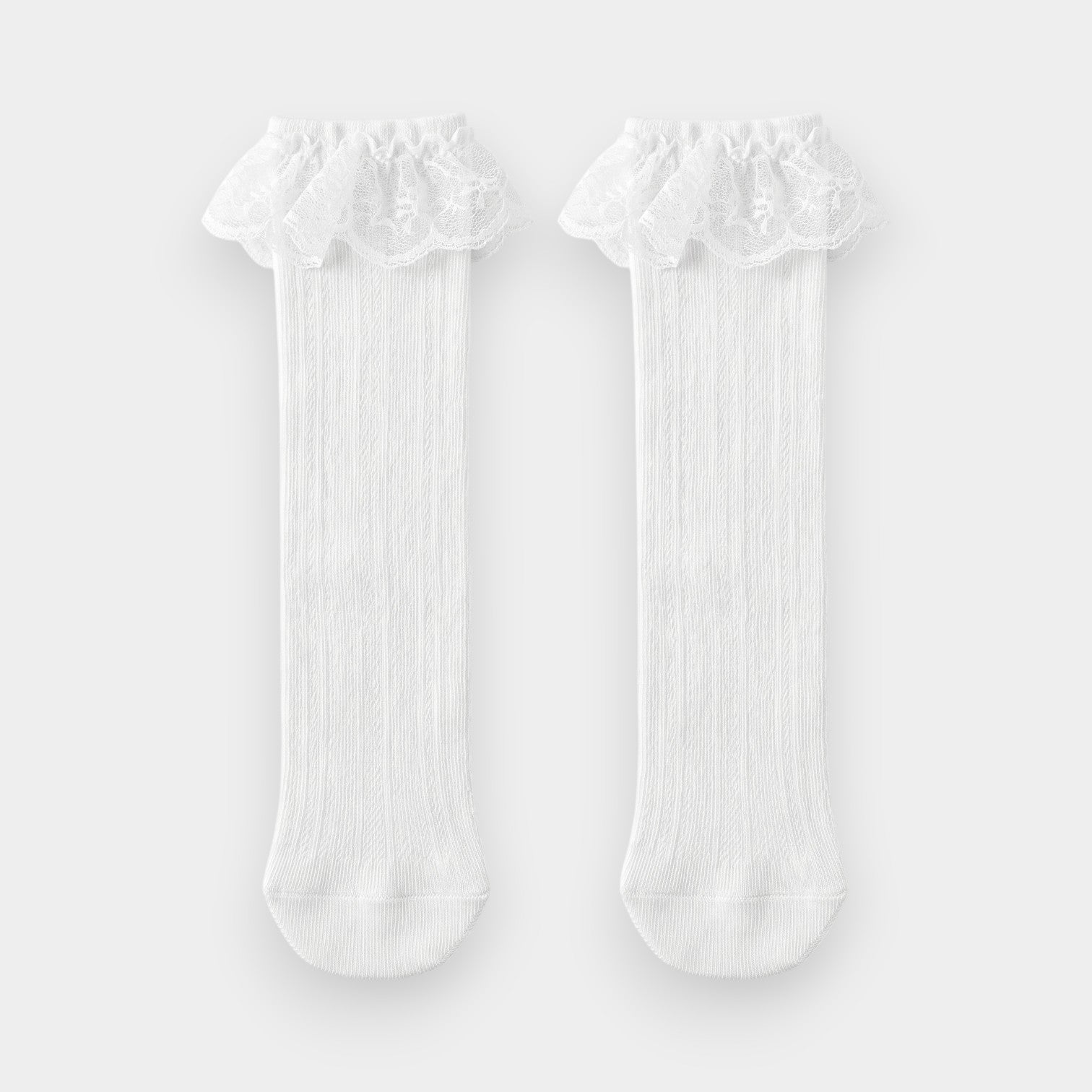 Classic White Lace Ruffle Knee-Highs