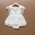 White Lace Baby Party Dress with Tulle Sleeves | Premium Baby Girl Occasion Wear