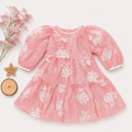 Ethereal Organza Tiered Dress with White Cloud Embroidery