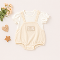 Dusty Pink Overall Romper with White Top, 2 Piece Set