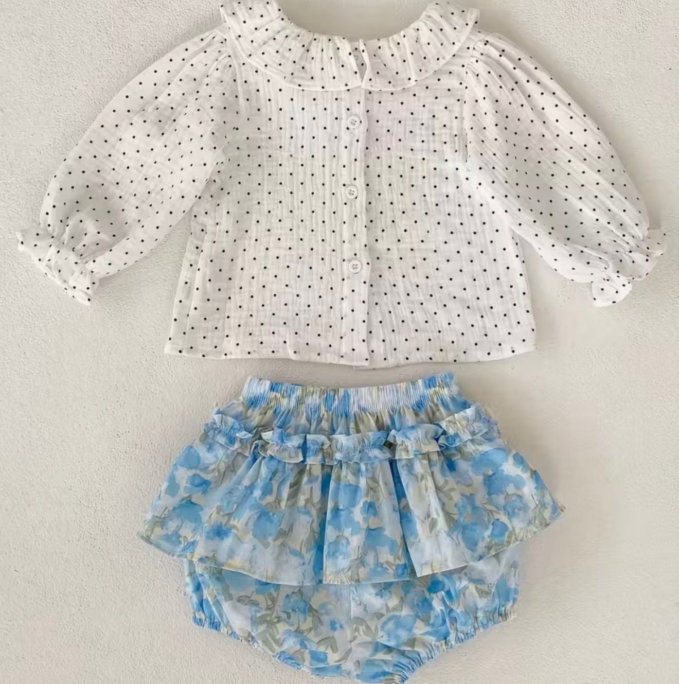 Baby Girl Polka Dot Top & Floral Bloomer Set | Cute Toddler Outfit