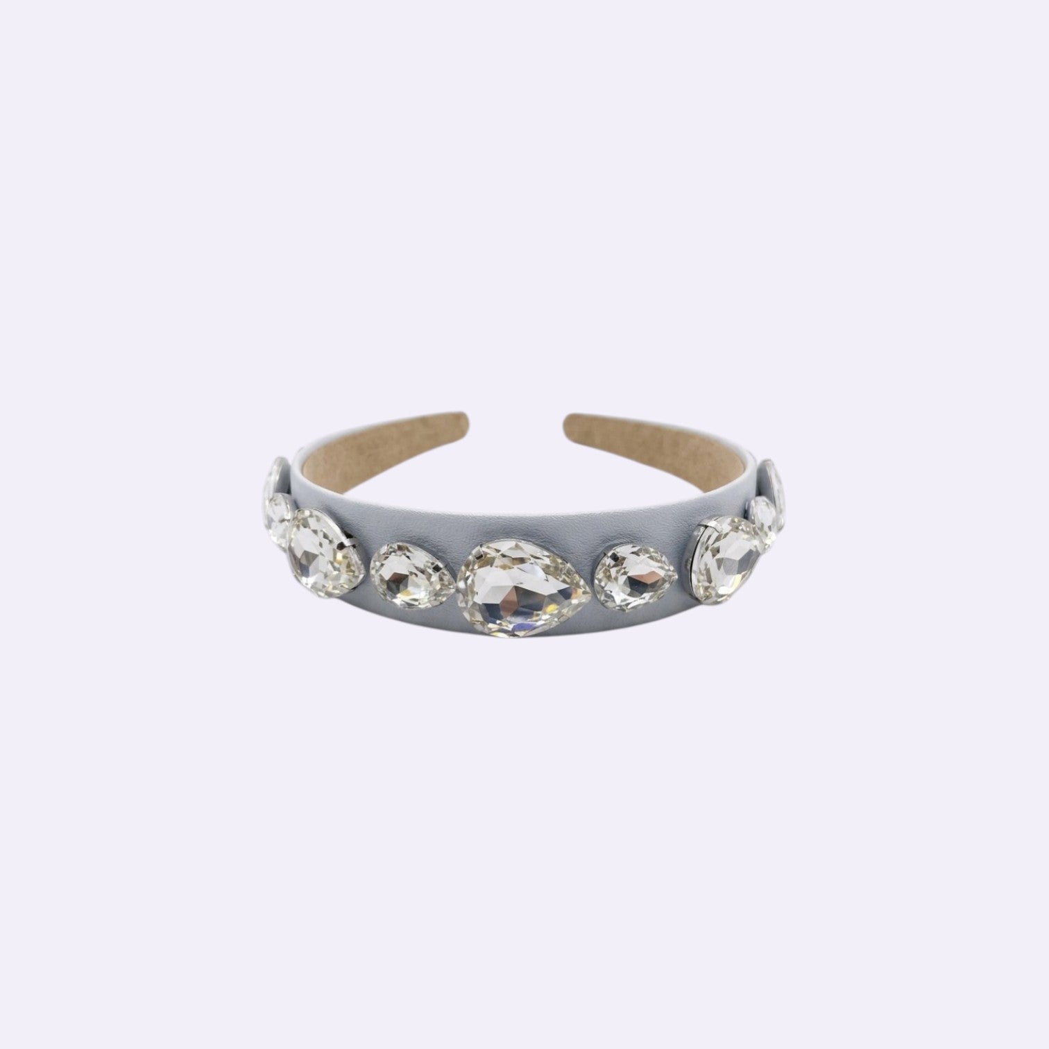 Gemstone Padded Headband Set – Luxury Satin and Leather Fashion Accessories