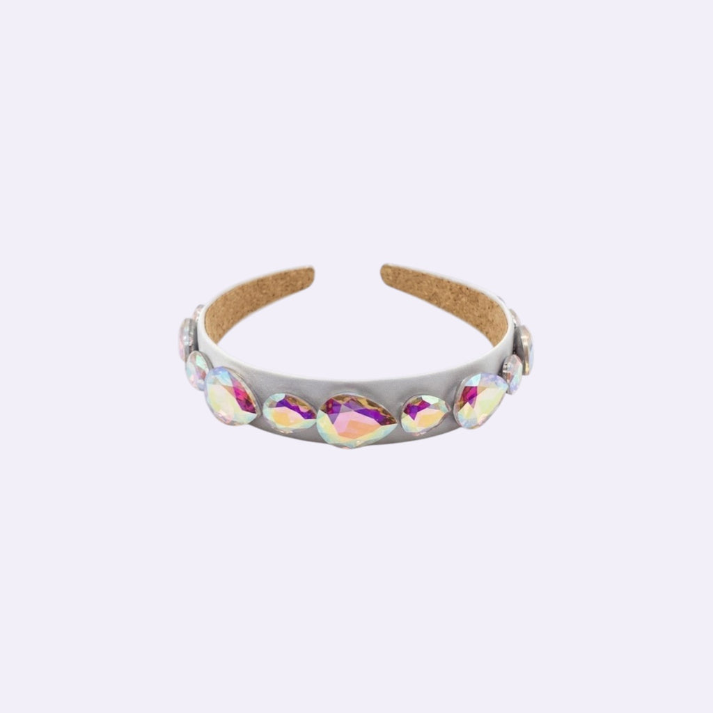 Gemstone Padded Headband Set – Luxury Satin and Leather Fashion Accessories