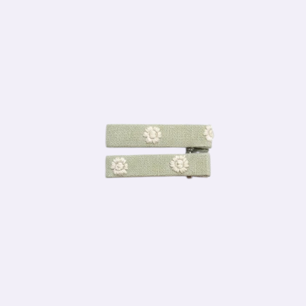 Sunset Pista & Cream Enchanted Organza Bow – Multi-Layered Beaded Hair Clip