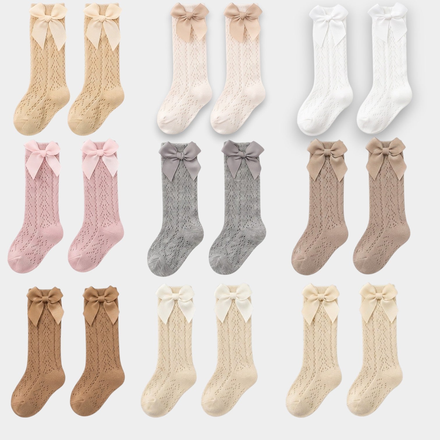 Essential Palette Pointelle Knit Bow Socks