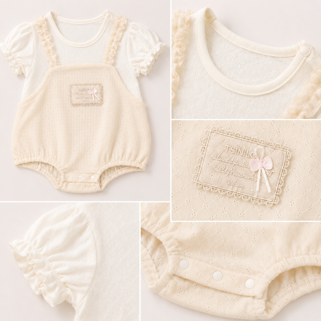 Dusty Pink Overall Romper with White Top, 2 Piece Set