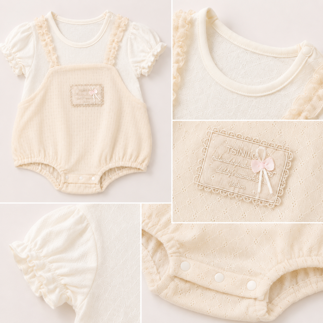 Dusty Pink Overall Romper with White Top, 2 Piece Set