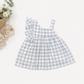 Lavanda Blue Gingham Ruffle Dress for Girls