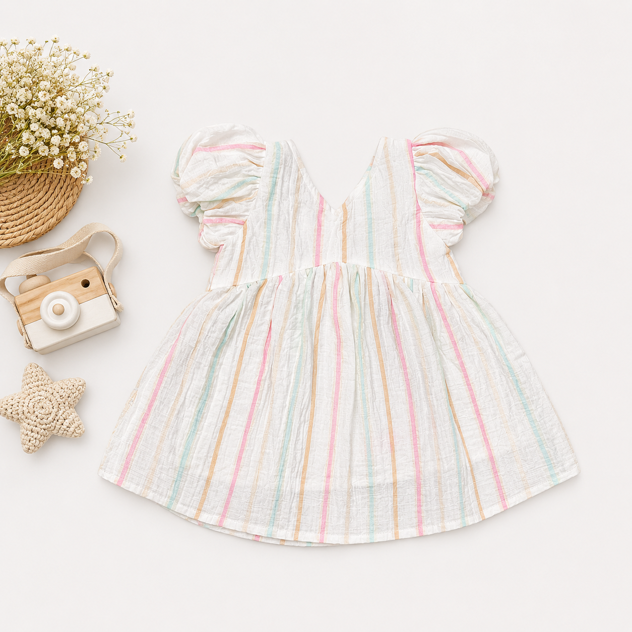 Pastel Stripe Party Dress for Girls