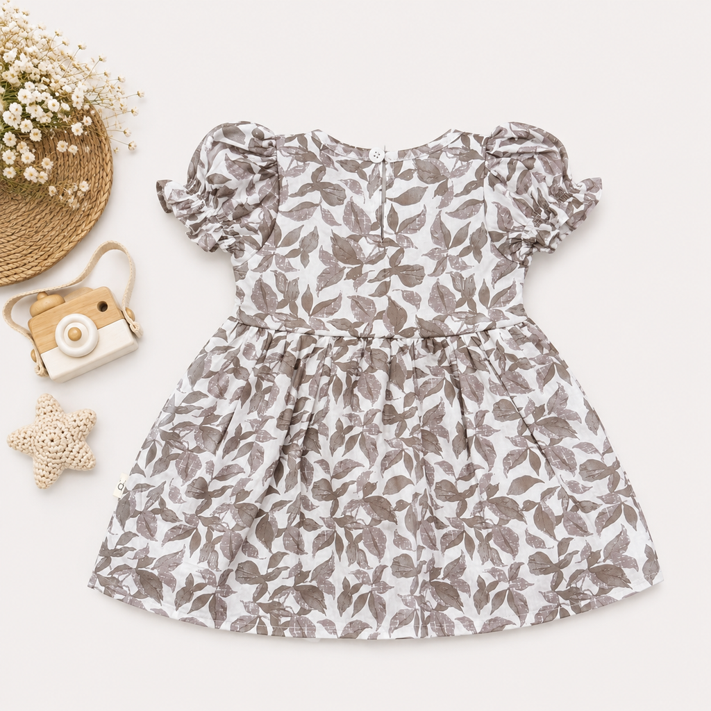 Brown Floral Lace Party Dress