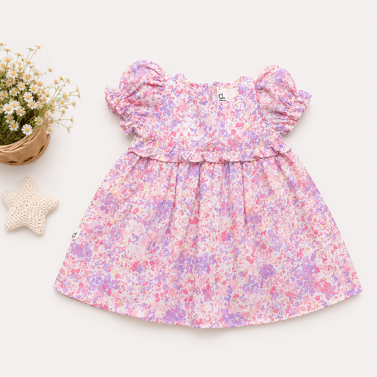 Lilac Floral Ruffle Party Dress
