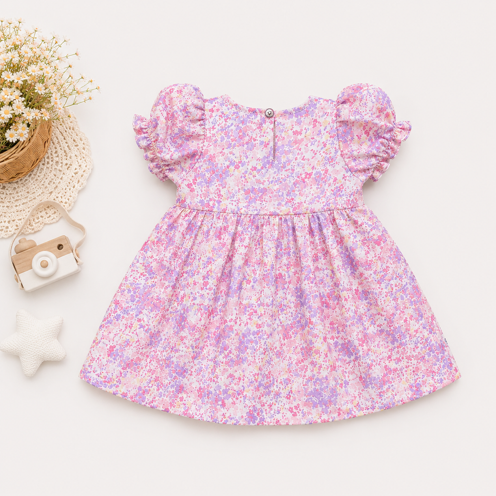 Lilac Floral Ruffle Party Dress