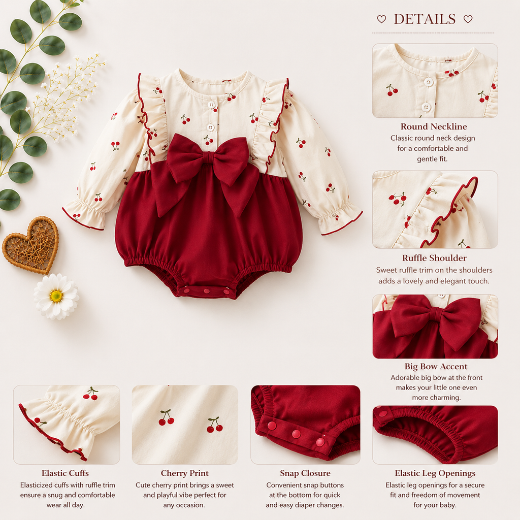 Red Baby Romper with Floral Shirt | Premium Baby Girl Partywear