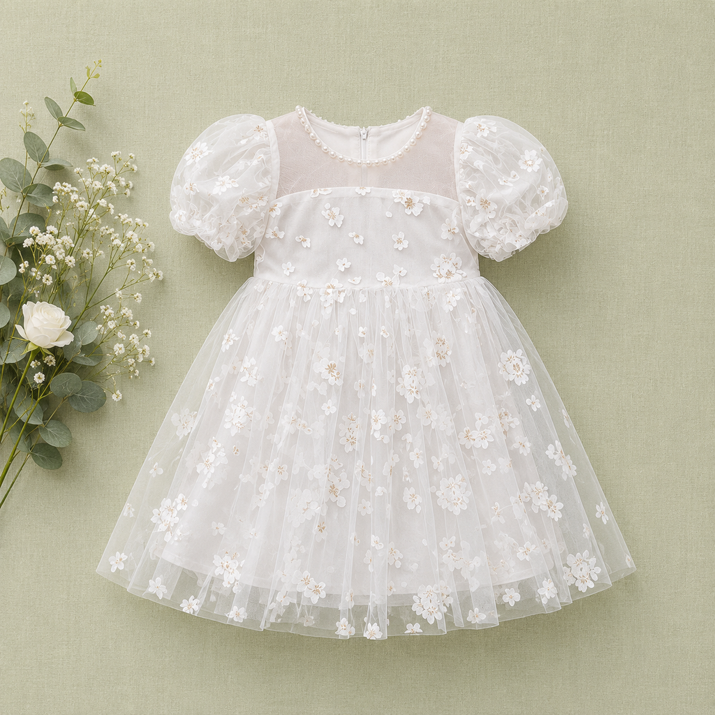 Baby Girl Embroidered Tulle Party Dress