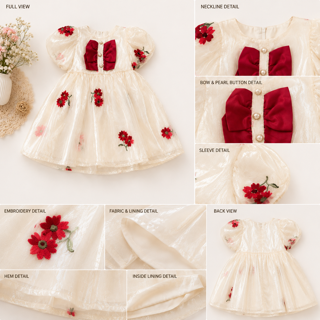 Midnight Rose Shimmer Organza Dress