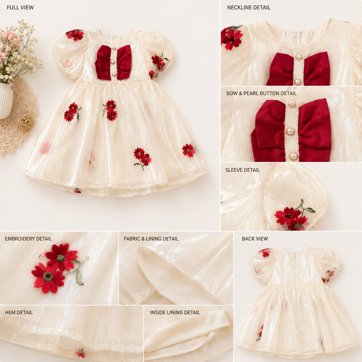 Midnight Rose Shimmer Organza Dress