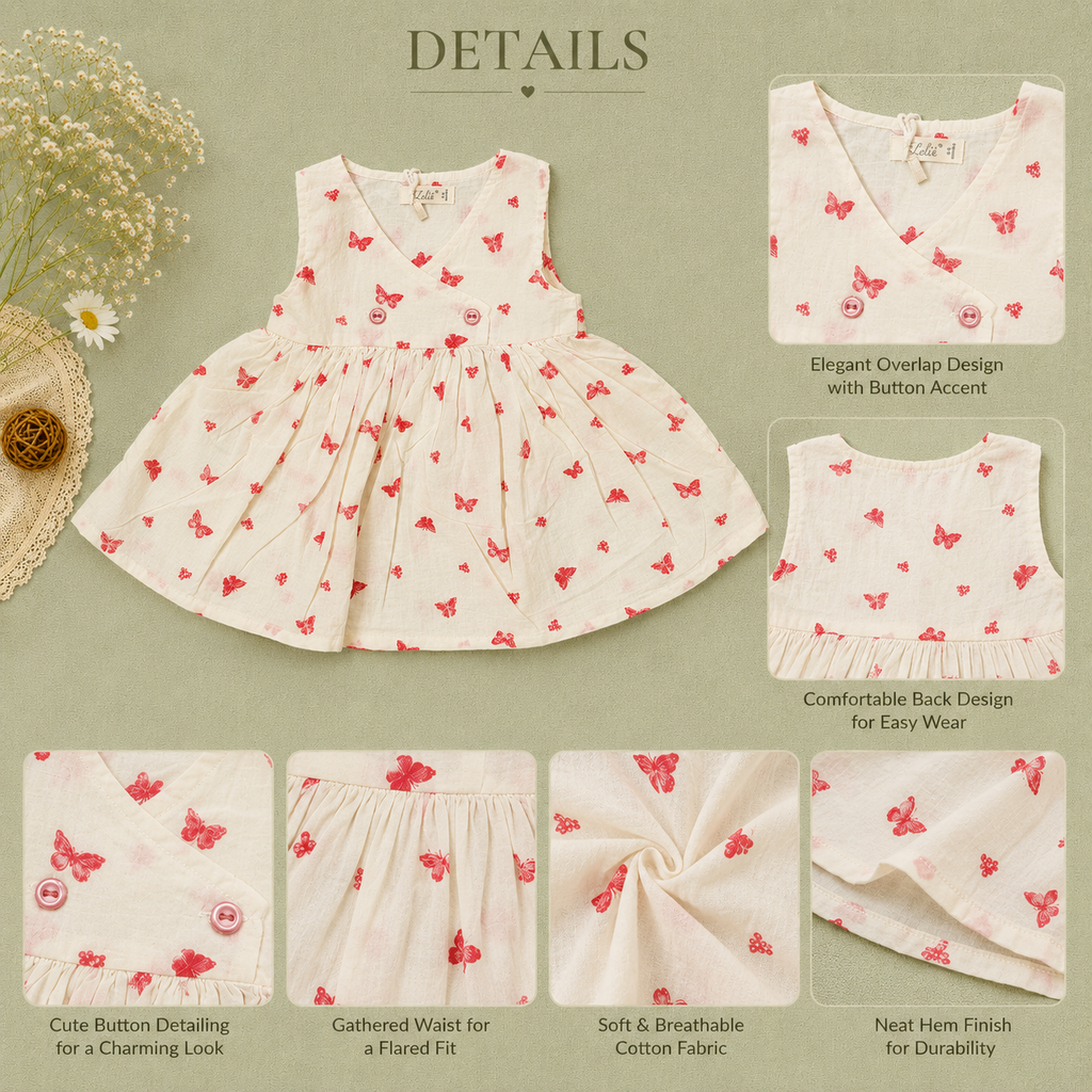 White Butterfly Print Baby Girl Dress