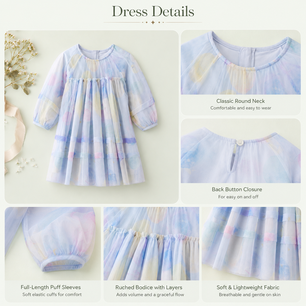 Pastel Watercolor Tulle Dress for Girls – Toddler & Kids
